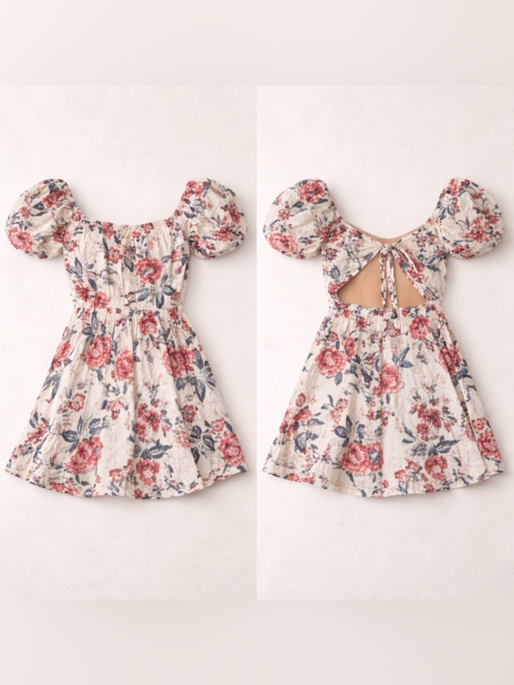 Lucky Brand Floral Off Shoulder Mini Dress Puff Sleeve Cottagecore Size L - Picture 2 of 12